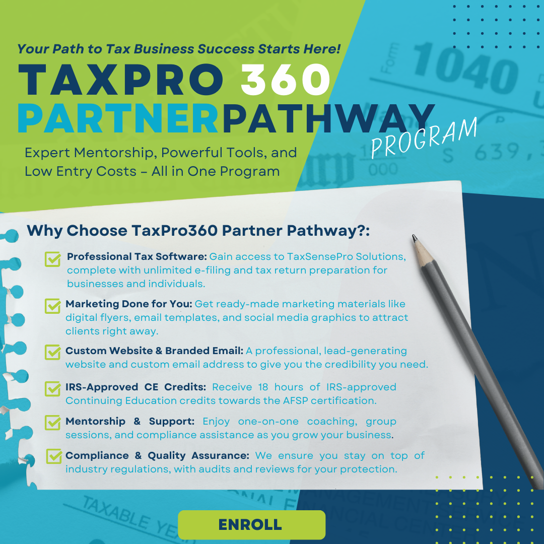 TaxPro360 ERO Success Pathway: Start and Grow Your Own Tax Business